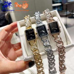 Montres-bracelets mécaniques automatiques à quartz de luxe pour femmes, élégantes, avec cristaux, strass et diamants, en alliage simple, idéales comme cadeau - Product Image 6