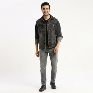 Veste d'hiver personnalisable pour homme Jeans de qualité supérieure dernier cri de broderie à col montant - Product Image 1