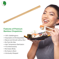 Palillos de Sushi Cuadrados de Bambú Natural con Fundas de Papel Impresas Personalizadas, Palillos de Sushi para Venta al por Mayor en Restaurantes