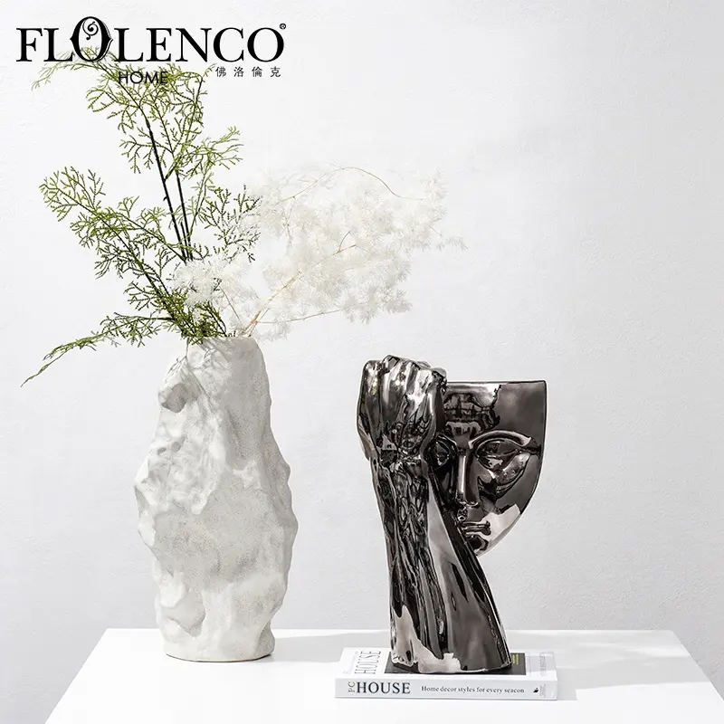 Flolenco Home Decor Accessories Interior Modern Table Living Room Face Resin Figure Statue Arts Crafts Decoration