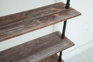 Pipe Shelves Rustic Wood Ladder <strong>Bookshelf</strong> <strong>Wall</strong> Mounted Shelf for Living Room Decor and Storage 32in 6 Layers Ladder <strong>Bookshelf</strong> - Product Image 3