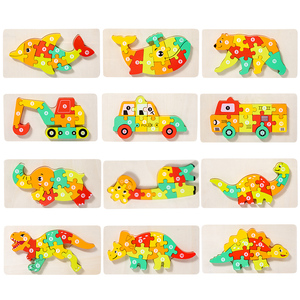 Desain baru Montessori 12 gaya kayu 3D dinosaurus mobil papan <span class=keywords><strong>Puzzle</strong></span> hewan belajar teka-teki permainan - Product Image 6
