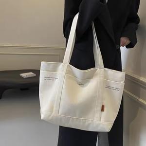 Sac à main en toile à fermeture éclair grande capacité, sac en toile portable et personnalisable avec logo, sac à bandoulière - Product Image 6