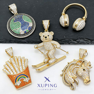 XUPING Jewelry Wholesale Bulk Copper 18K <strong>Gold</strong> Color Plated Iced Out Fashion <strong>Cross</strong> Horse Large Big Rapper Hip Hop <strong>Pendant</strong> - Product Image 1