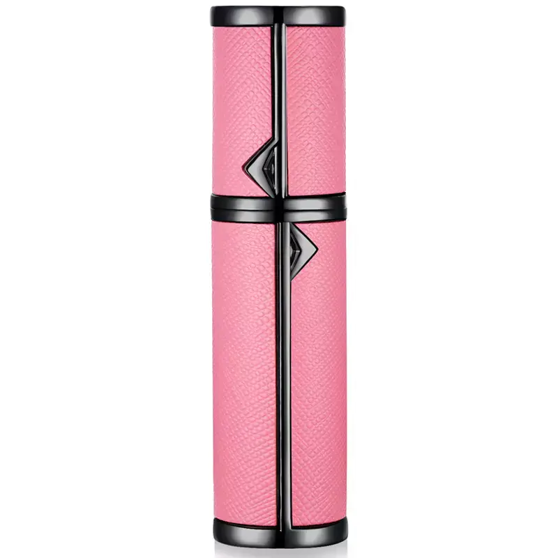 Garrafa spray de perfume de vidro de 5 ml, alta qualidade, com capa de couro vermelho preto, branco, azul, rosa
