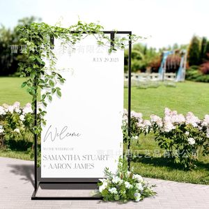 Expositor de Boda, Letrero de Bienvenida Rectangular, Negro y Blanco, Duradero, Multiusos, Portátil, Retráctil, Antipolvo, Sin Perforaciones - Product Image 2