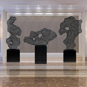 Estatua de resina moderna abstracta de hierro para jardín, estatua de hierro fundido con Base de mármol, venta al por mayor - Product Image 4