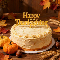 Hiasan Kue Akrilik Emas Thanksgiving Langsung dari Pabrik untuk Pesta dan Perayaan, Dekorasi Kue