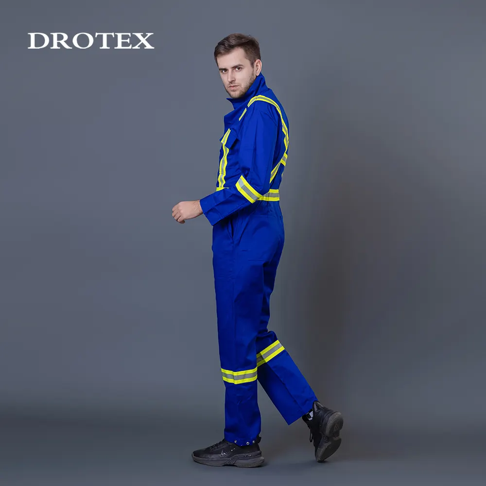 OEM Work Wear Cotton FR Flame Retardant Reflective Safety Clothing Mechanic Protective Welder 2 Piece Coverall Working Uniform