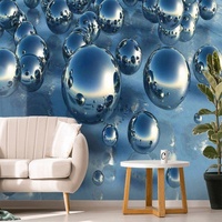 Minimaliste 3D peinture murale chambre lavable 3d papier peint boule en acier inoxydable