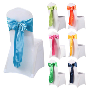 Venta al por mayor azul Rosa rojo boda fiesta decoración rubor silla fajas liso satén silla corbata para banquete sillas plegables - Product Image 1