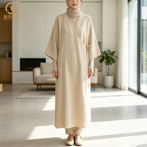 modestes personnalisés 2024 Abaya de Dubaï Robe musulmane en crêpe <span class=keywords><strong>pour</strong></span> femmes Hijab à capuche Abaya Jilbab Robe de prière - Product Image 2