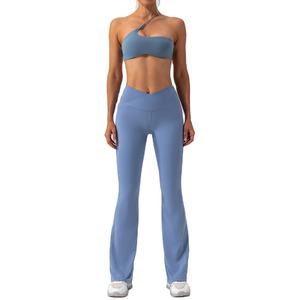 高品質女性用カスタムジムヨガブラフロントカットショートスポーツジムワークアウト2ピースセット - Product Image 1