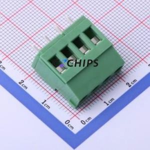 DB129VG-5.08-4P-GN-S Screw Terminal Block Through hole Component (THT),P=5.08mm Connector 1x4P 5.08mm Green Through Hole - Product Image 1