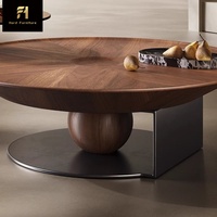 Table basse en acier inoxydable de style minimaliste nordique, forme de soucoupe volante, pingouin, table basse ronde en bois italienne pour salon, personnalisable