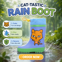 Bottes de pluie pour enfants en caoutchouc naturel, personnalisées avec motif renard, pour le jardin et les activités de saison pluvieuse – Vente en gros usine OEM ODM
