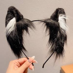 Chat loup renard <span class=keywords><strong>chien</strong></span> <span class=keywords><strong>oreilles</strong></span> bandeau fait à la main fausse fourrure Cosplay Halloween Costume fête - Product Image 2