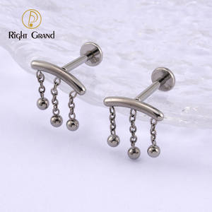F136 anneau Labret en titane, Piercing, croix plate, haut fileté à l'intérieur, boucles d'oreilles, Cartilage, Tragus, bijoux - Product Image 2