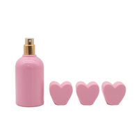 Flacon de parfum en verre rose en forme de cœur de luxe - 30 ml/50 ml/100 ml, vide, rechargeable, avec vaporisateur, coffret cadeau haut de gamme, impression personnalisée