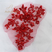 Fleurs en dentelle brodées 3D multicolores avec paillettes, applique en dentelle pour la décoration de robes de mariée, DIY pour vêtements