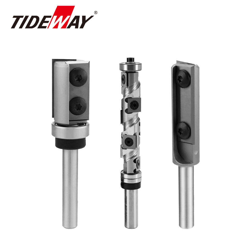 Indexable Router Bits TIDEWAY Two Flute Indexable Straight Router Bit with Reversible Blades ...