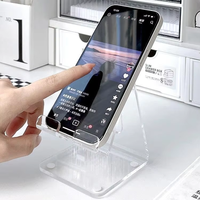 Support de téléphone portable moderne en acrylique transparent, support d'affichage de bureau créatif, personnalisable