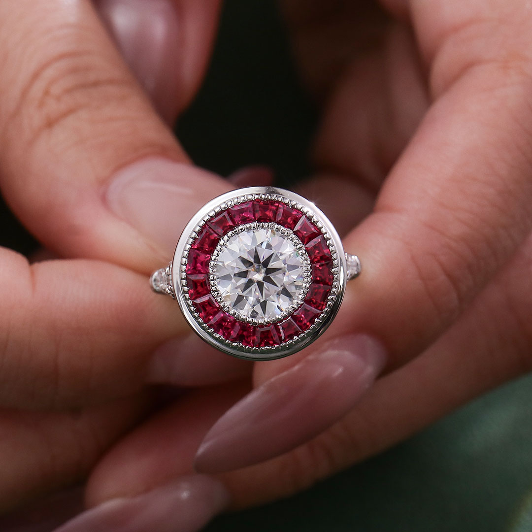 18K white gold lab diamond ring