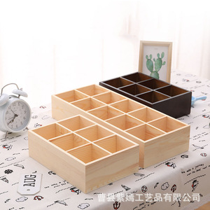 Wooden Storage Box Square Grid Organizer For Clothing Desktop Mount Solid Wood Craft Storage <b>Container</b> - Product Image 2