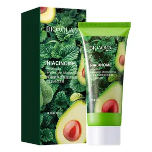 Limpador facial de extrato bioaqua, limpador hidratante de abacate, limpeza dos poros