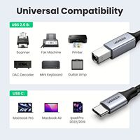 UGREEN Câble d'imprimante USB B à USB C Câble MIDI USB C Câble d'imprimante tressé en silicone et nylon de 3 pieds pour MacBook Pro/Air