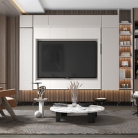 Console multimédia LED moderne de style victorien en MDF blanc pour hall d'hôtel, en bois d'ingénierie de teck français