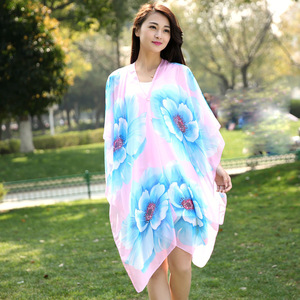 ฤดูร้อนขายร้อนบิกินี่คลุมใหม่ปุ่มขึ้นผ้าคลุมไหล่ป้องกันแสงแดดผ้าพันคออเนกประสงค์ชายหาด - Product Image 1