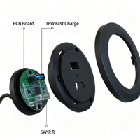 Stopkontak Pintar Terpasang Dalam dengan Pengisi Daya Nirkabel PD USB-A, Stopkontak AC, Material ABS untuk Desain Meja, Kabinet, Sofa, Bar, OEM