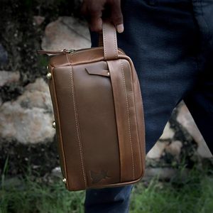 Stylish Full Grain <b>Leather</b> Travel Duffle with Buffalo <b>Leather</b> Toiletry <b>Bag</b> for <b>Men</b> Premium <b>Weekend</b> Luggage Set for Business Trip - Product Image 4