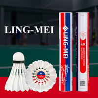 Volants de badminton LING-MEI 40 pour l'entraînement des jeunes - Volants d'entraînement durables en plumes de canard - Vitesse 76 77 78