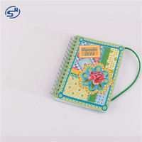 Vente en gros Agenda quotidien personnalisé non daté A6 Cahier d'agenda à spirale en métal 63 feuilles Couverture PP Impression thermique en lin