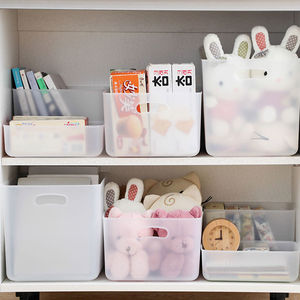 Transparent frosted <b>storage</b> <b>box</b> for office miscellaneous items and books, with <b>lid</b>, suitable for home use, plastic snack - Product Image 3