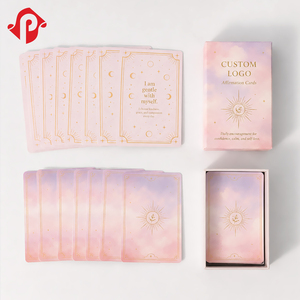Carte Ispirazionali Personalizzate con Foglia d'Oro, Stampa Ecologica, Sfumature Rosa e Viola, Set di Carte per Mindfulness - Product Image 4