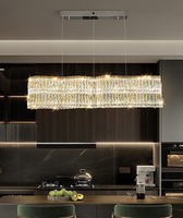 Lustre en cristal haut de gamme de style minimaliste italien pour salons, salles à manger, maisons duplex, LED trois couleurs, télécommande à intensité variable