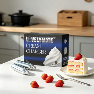 Lovelymate Cream Charger 10pcs Capsules de gaz métalliques pour la préparation de crème fouettée, outils pour desserts - Product Image 1
