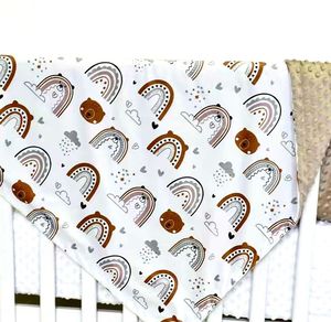 <strong>Rainbow</strong> Custom 2-Layer Reversible Toddler Crib Blanket Warm Skin-Friendly Plush Minky Baby <strong>Bedding</strong> Printed on Both Sides - Product Image 2