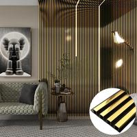 Panneau mural 3D en composite bois-plastique (WPC) couleur or pour décoration intérieure – Vente chaude, moderne, géométrique, étanche, pour usage domestique