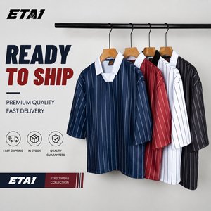 T-Shirt a Contrasto Colore, Maglietta Premium di Alta Qualità, Abbigliamento <span class=keywords><strong>Streetwear</strong></span> all'Ingrosso, T-Shirt a Righe da Uomo, <span class=keywords><strong>Vestiti</strong></span> di Marca per Uomini - Product Image 2