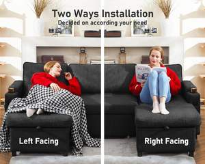 أريكة سرير قابلة للتحويل من ديراسبيس بلون رمادي داكن، 2 في 1 مع تخزين وحامل أكواب USB لغرفة المعيشة في الشقق - Product Image 6