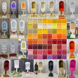 Cabine téléphonique de mariage moderne en métal blanc personnalisée LEDA avec lumières LED, support de livre d'or audio pour décorations de fête - Product Image 4