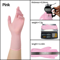 Gants en nitrile roses durables de 12 pouces avec texture grainée sur les doigts, sans poudre, pour usage industriel
