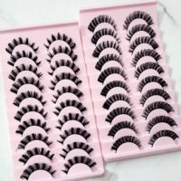 Faux cils 3D effet plume, œil de chat ailé, faits à la main, en fibres synthétiques, naturels, longs et volumineux, pour maquillage des yeux