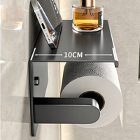 Porte-papier toilette mural en acier inoxydable 304 gris anthracite avec étagère de rangement, porte-rouleau de papier toilette imperméable pour salle de bain