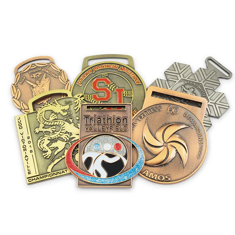 Medalha esportiva personalizada para maratona de natação, bandeira com medalhas e troféus para comemorações festivas, com design personalizado por atacado