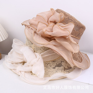 Nuevos sombreros de verano de moda para mujer, sombreros de fieltro de boda florales, sombreros formales de Derby de Kentucky, sombrero de iglesia de ala ancha - Product Image 2